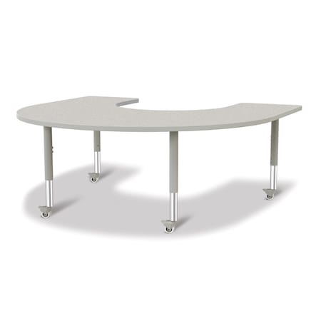 Jonti-Craft Berries Horseshoe Activity Table, 66 in. x 60 in., Mobile, Freckled Gray/Gray/Gray 6445JCM000